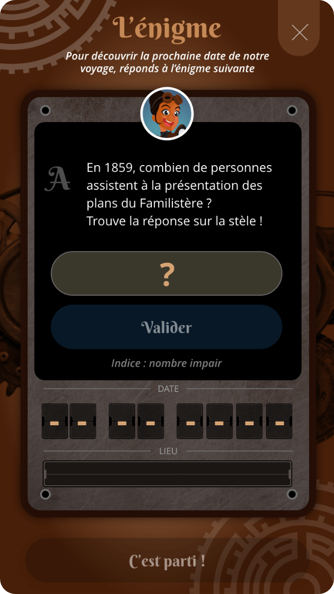 Ecran de réponse à une énigme