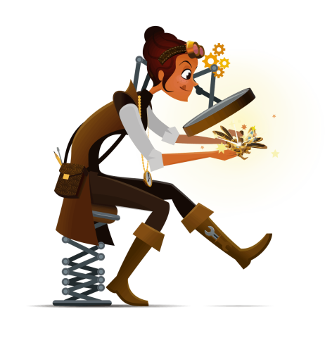 Louison travaille dans son atelier 